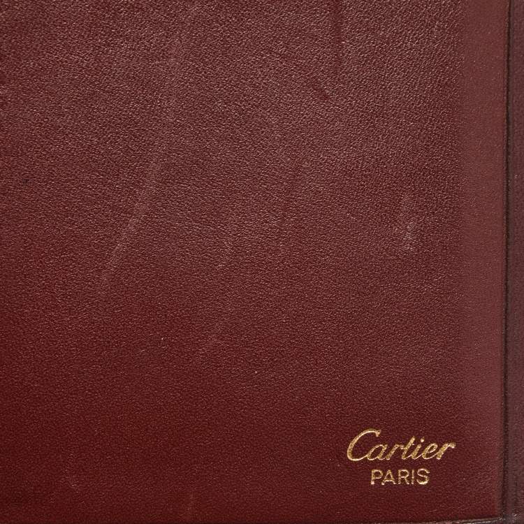Pre Owned Cartier Burgundy Leather Must de Cartier Checkbook Wallet