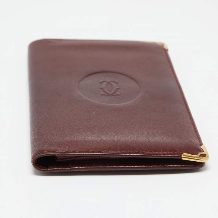 Pre Owned Cartier Burgundy Leather Must de Cartier Checkbook Wallet