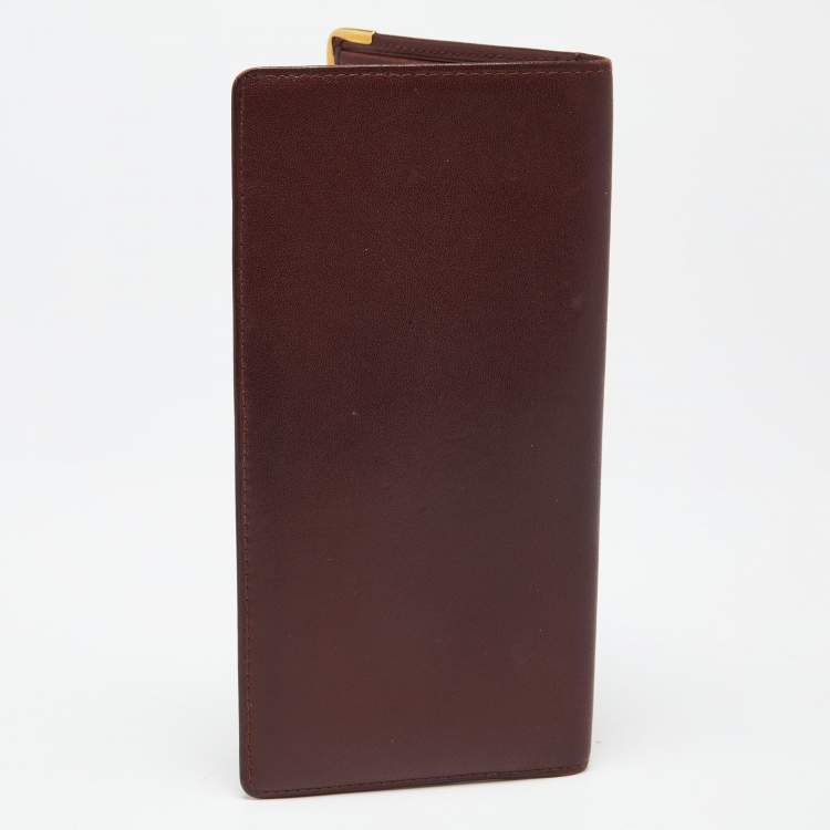 Pre Owned Cartier Burgundy Leather Must de Cartier Checkbook Wallet