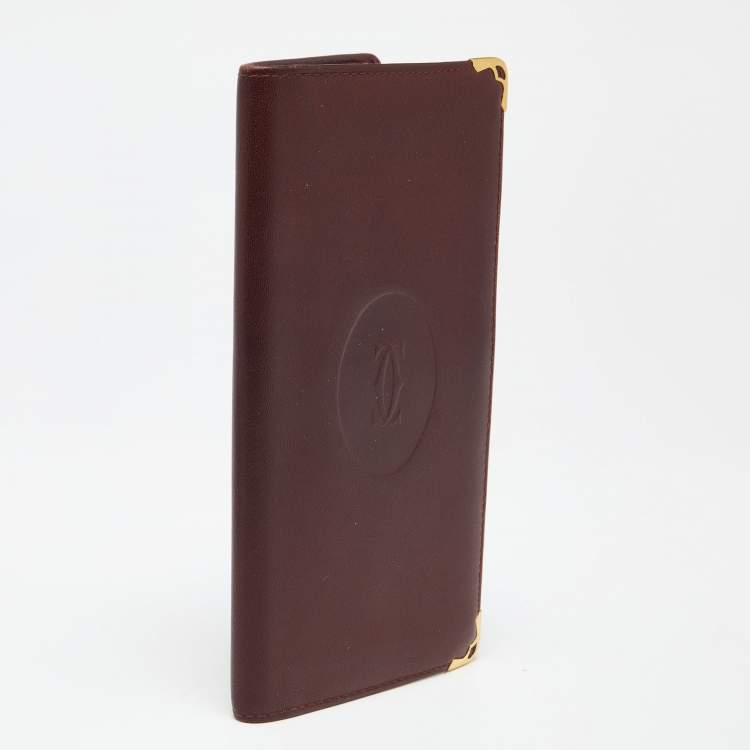 Pre Owned Cartier Burgundy Leather Must de Cartier Checkbook Wallet