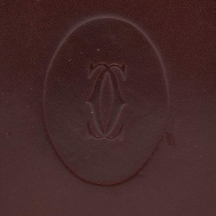 Pre Owned Cartier Burgundy Leather Must de Cartier Checkbook Wallet