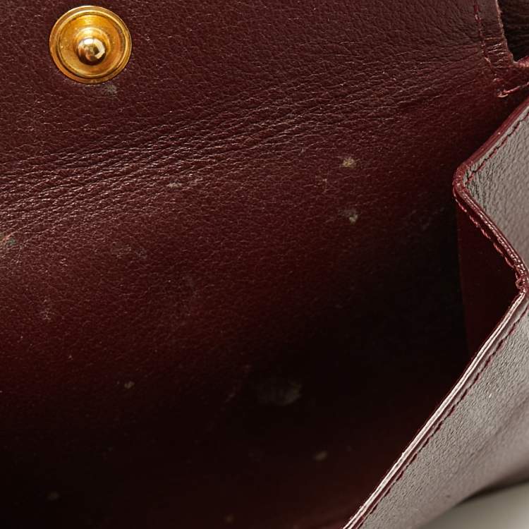 Pre Owned Cartier Burgundy Leather Must De Cartier Bifold Wallet