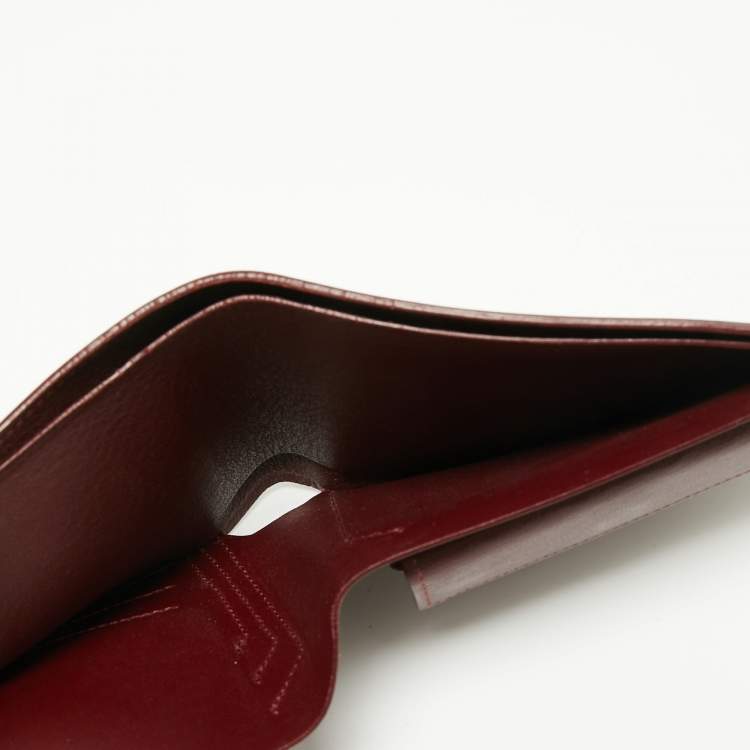 Pre Owned Cartier Burgundy Leather Must De Cartier Bifold Wallet