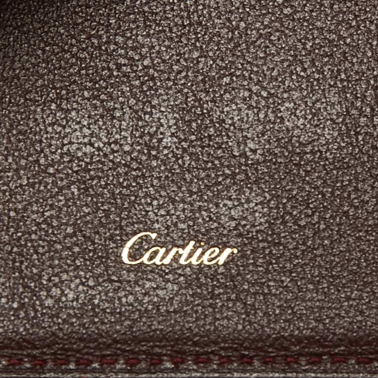 Pre Owned Cartier Burgundy Leather Must De Cartier Bifold Wallet