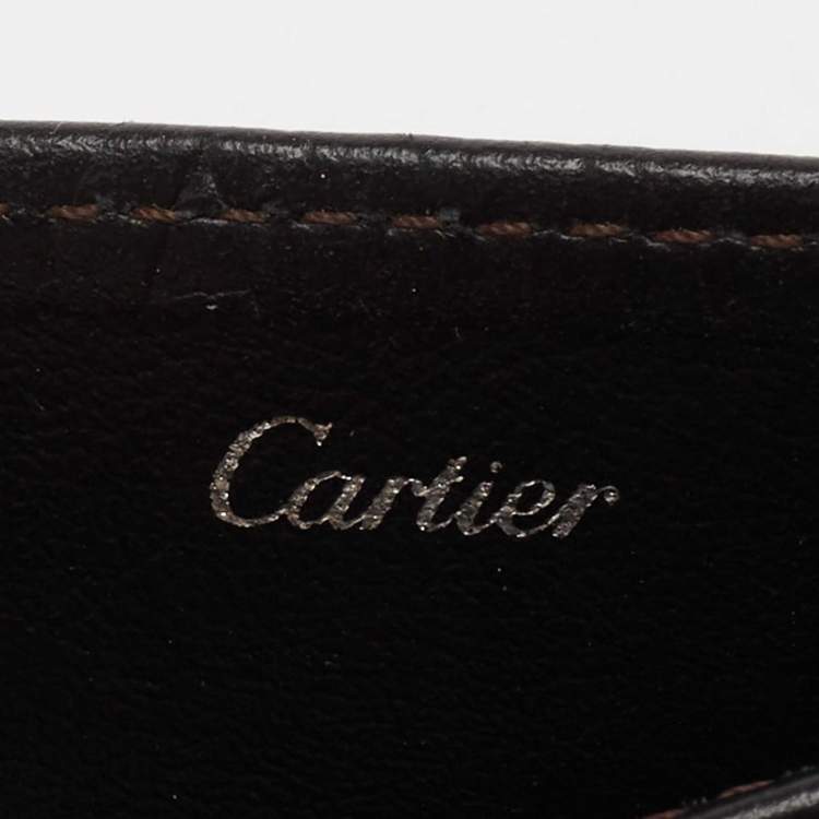 Pre Owned Cartier Dark Brown Leather Happy Birthday Card Holder