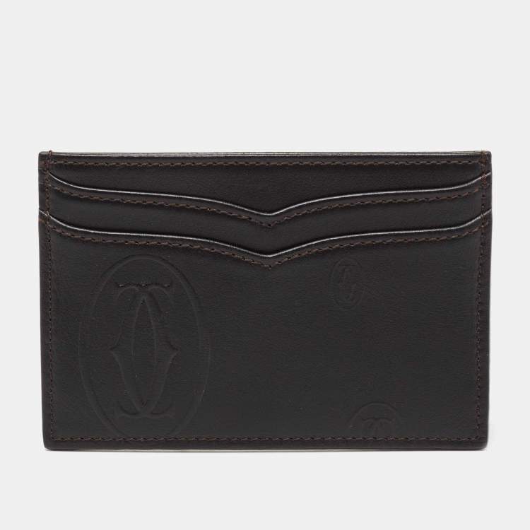 Pre Owned Cartier Dark Brown Leather Happy Birthday Card Holder
