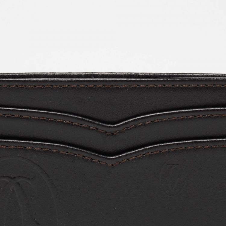Pre Owned Cartier Dark Brown Leather Happy Birthday Card Holder