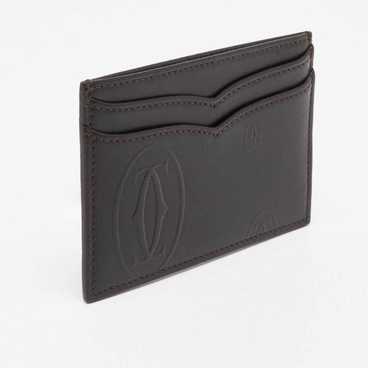 Pre Owned Cartier Dark Brown Leather Happy Birthday Card Holder