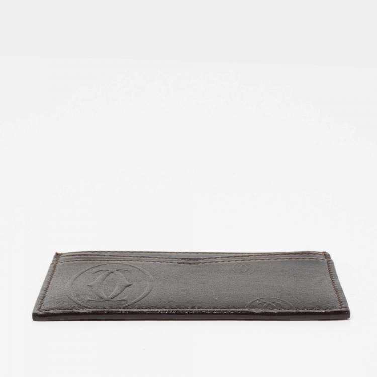 Pre Owned Cartier Dark Brown Leather Happy Birthday Card Holder