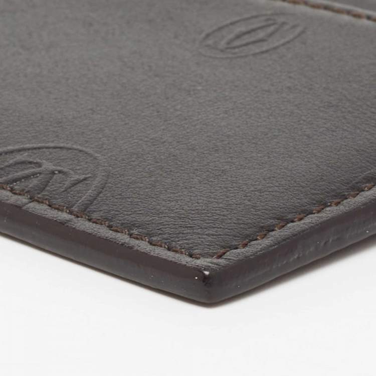 Pre Owned Cartier Dark Brown Leather Happy Birthday Card Holder