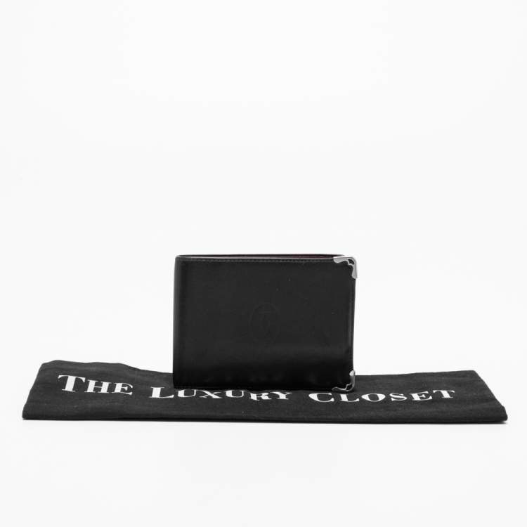 Pre Owned Cartier Black Leather Must de Cartier Bifold Wallet