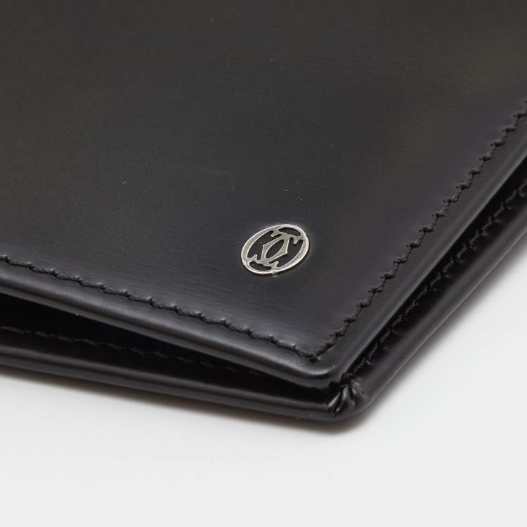 Pre Owned Cartier Black Leather Must De Cartier Bifold Wallet