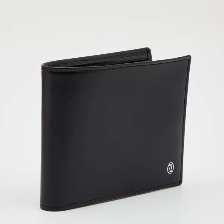 Pre Owned Cartier Black Leather Must De Cartier Bifold Wallet