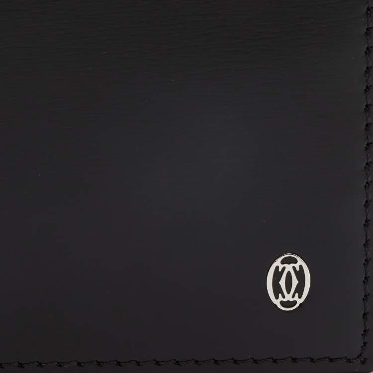 Pre Owned Cartier Black Leather Must De Cartier Bifold Wallet
