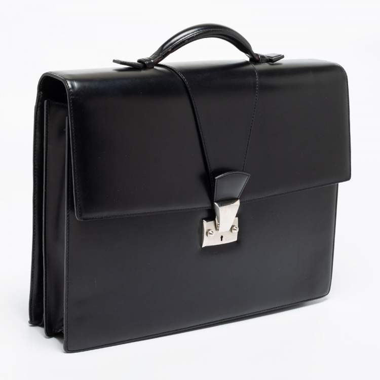 Pre Owned Cartier Black Leather Briefcase