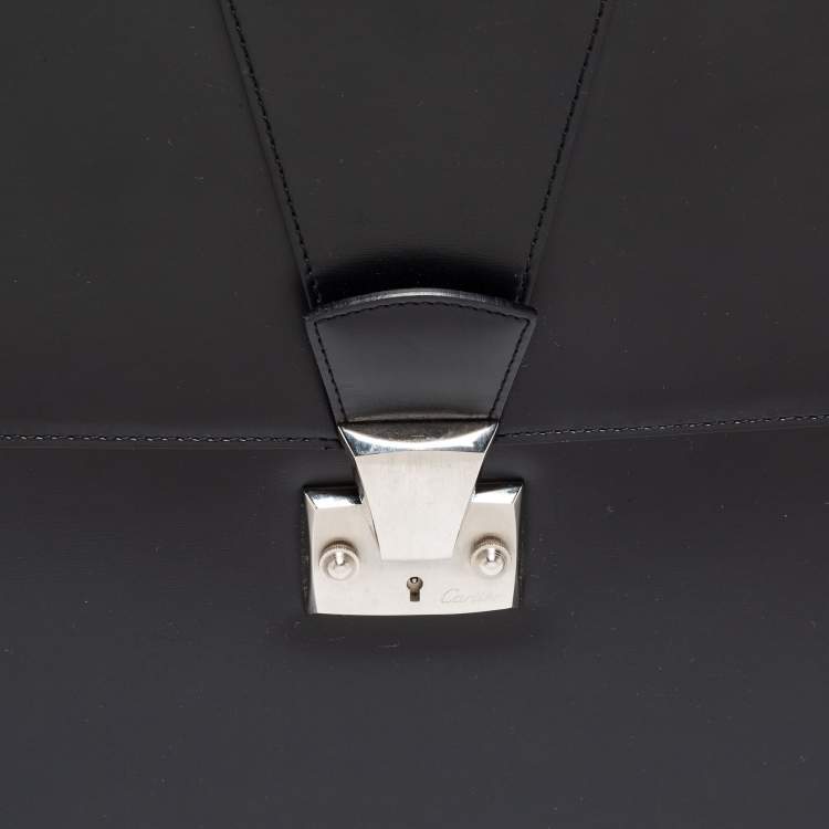 Pre Owned Cartier Black Leather Briefcase