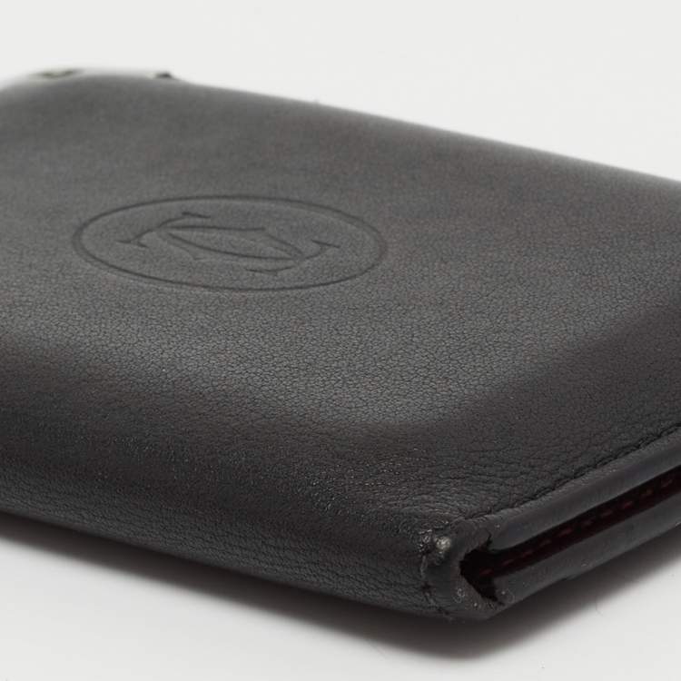 Pre Owned Cartier Black Leather Must De Cartier Card Holder