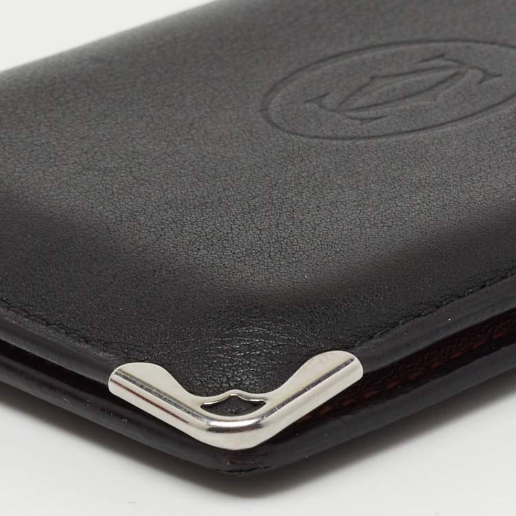 Pre Owned Cartier Black Leather Must De Cartier Card Holder