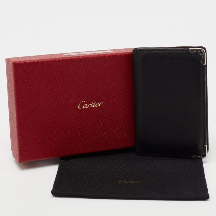 Pre Owned Cartier Black Leather Must De Cartier Card Holder