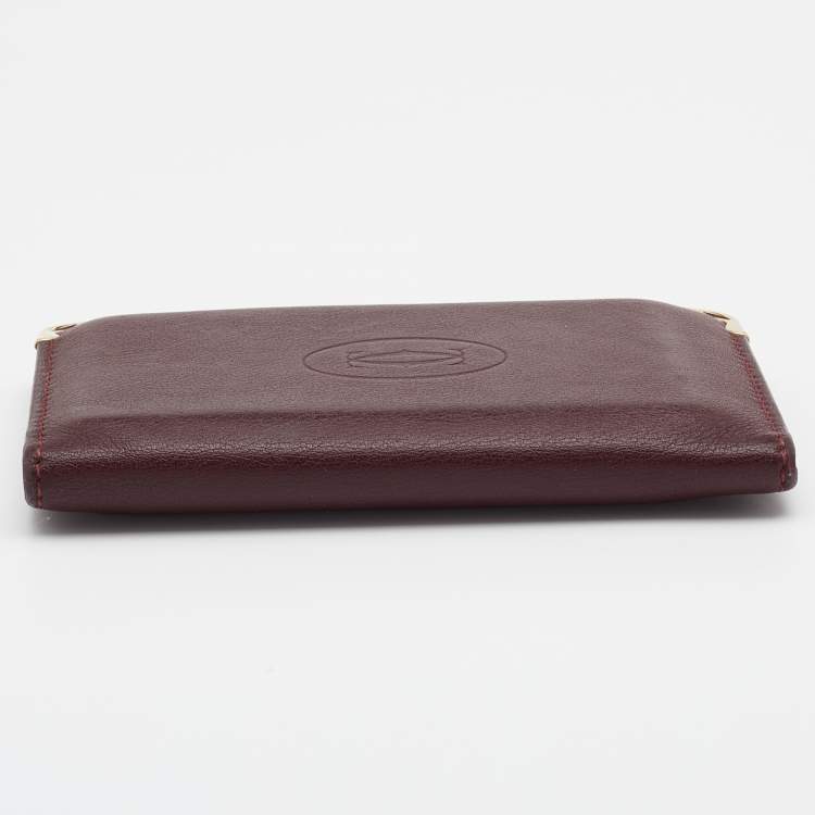 Pre Owned Cartier Burgundy Leather Must de Cartier Card Holder
