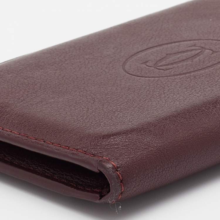 Pre Owned Cartier Burgundy Leather Must de Cartier Card Holder