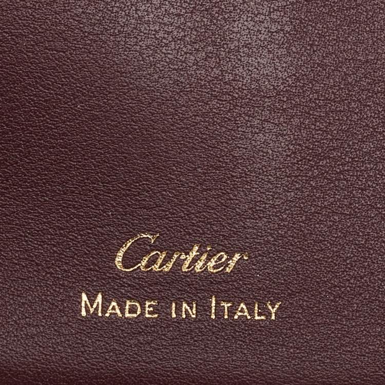 Pre Owned Cartier Burgundy Leather Must de Cartier Card Holder