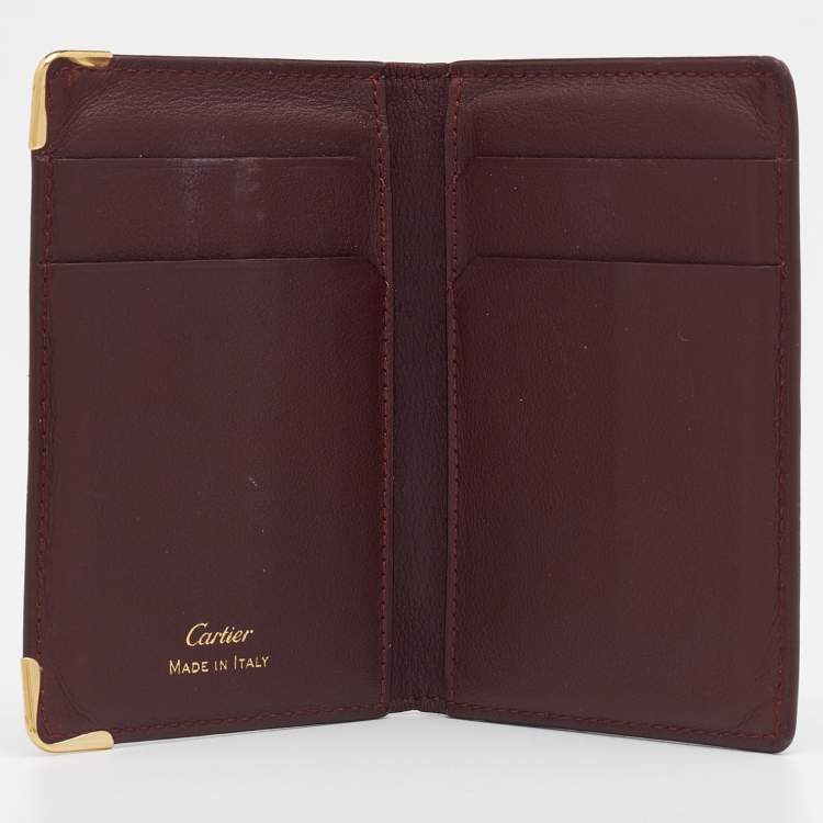 Pre Owned Cartier Burgundy Leather Must de Cartier Card Holder