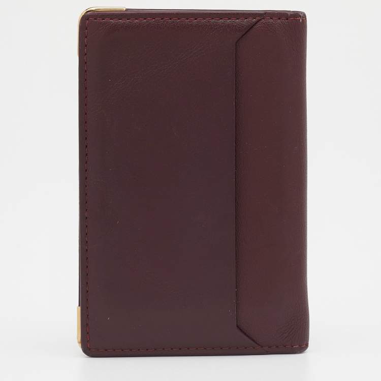 Pre Owned Cartier Burgundy Leather Must de Cartier Card Holder