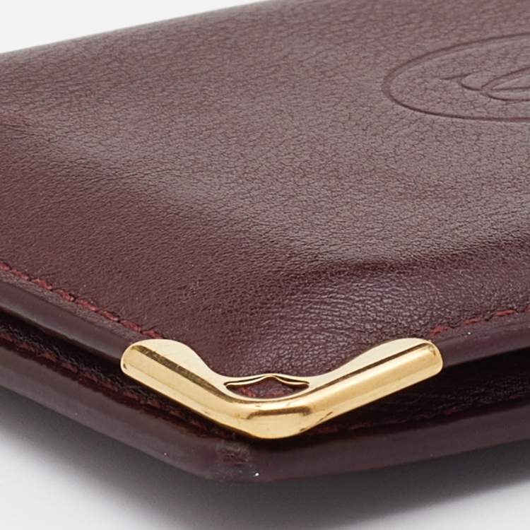 Pre Owned Cartier Burgundy Leather Must de Cartier Card Holder