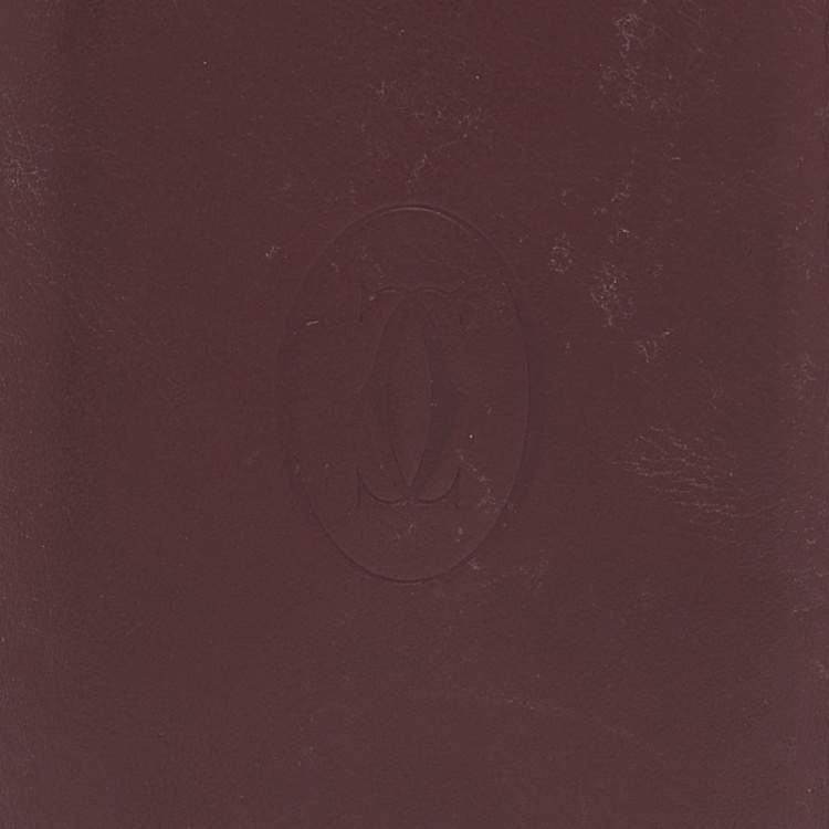Pre Owned Cartier Burgundy Leather Must de Cartier Card Holder