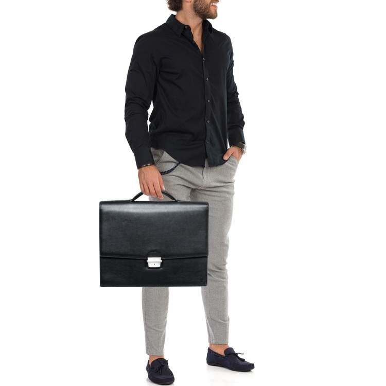 Pre Owned Cartier Black Leather Pasha Briefcase