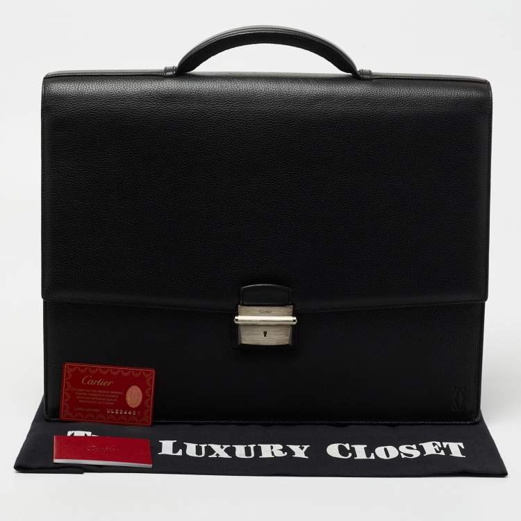 Pre Owned Cartier Black Leather Pasha Briefcase