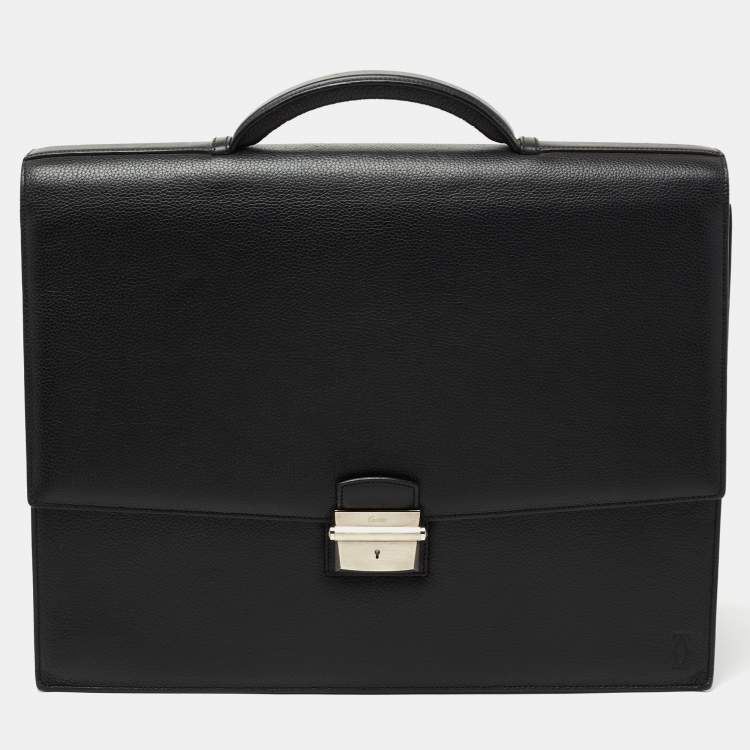 Pre Owned Cartier Black Leather Pasha Briefcase