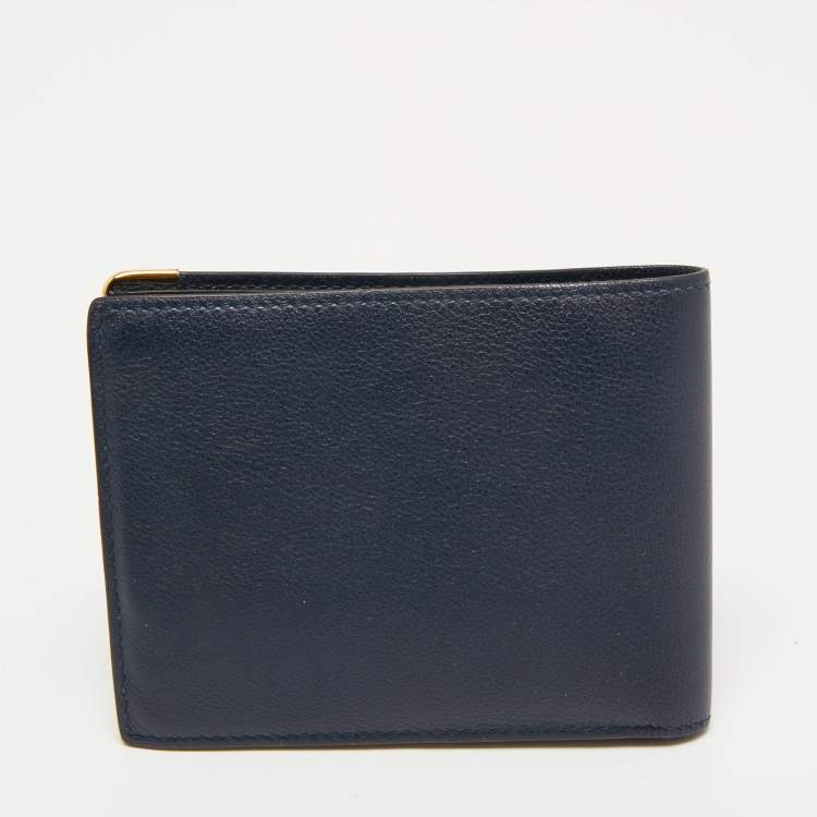 Pre Owned Cartier Midnight Blue Leather Must De Cartier 6CC Bifold Wallet