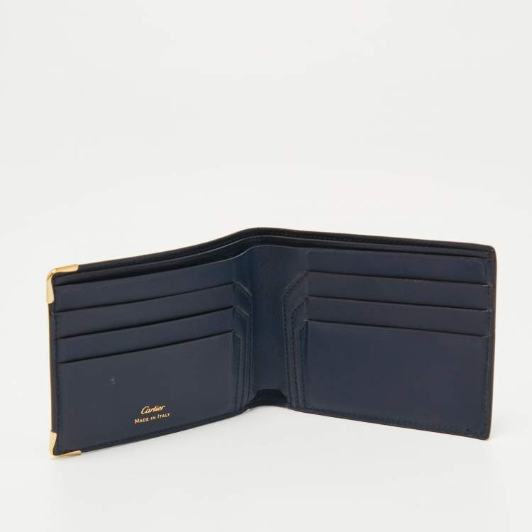 Pre Owned Cartier Midnight Blue Leather Must De Cartier 6CC Bifold Wallet