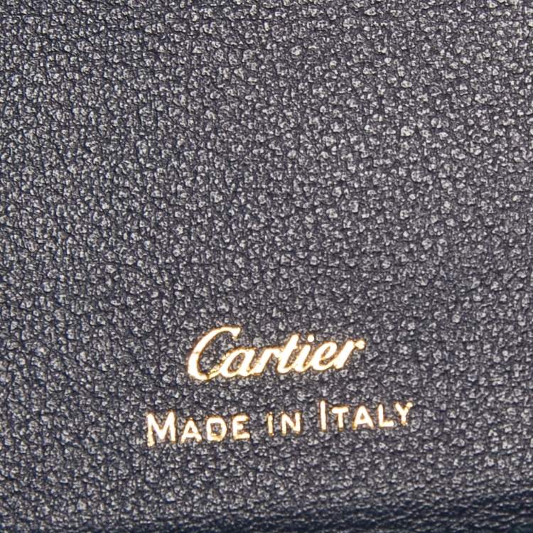 Pre Owned Cartier Midnight Blue Leather Must De Cartier 6CC Bifold Wallet
