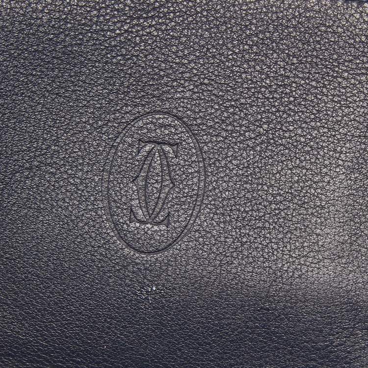 Pre Owned Cartier Midnight Blue Leather Must De Cartier 6CC Bifold Wallet