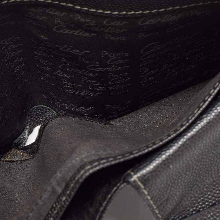 Pre Owned Cartier Black Leather Logo Bifold Wallet