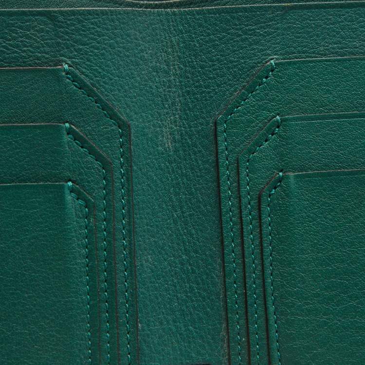 Pre Owned Cartier Green Leather Must de Cartier Compact Wallet