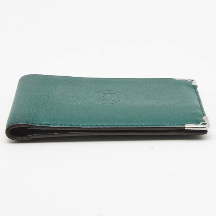 Pre Owned Cartier Green Leather Must de Cartier Compact Wallet
