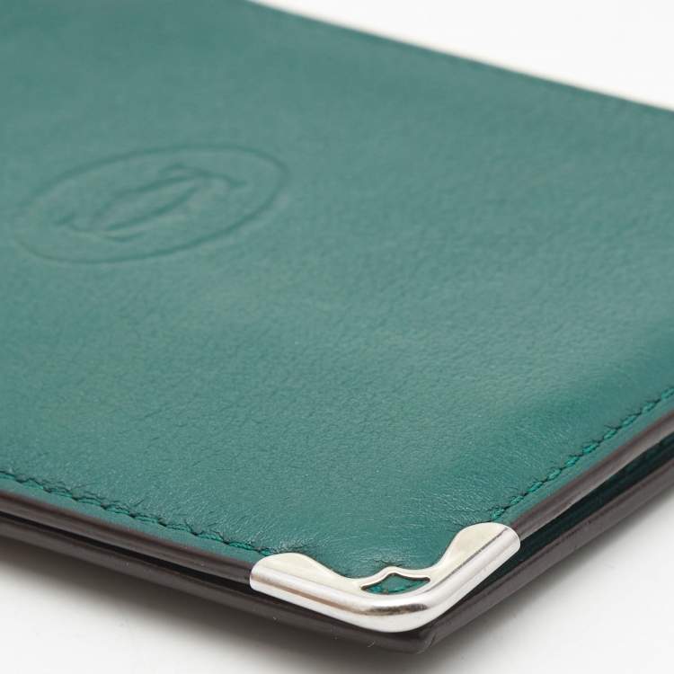 Pre Owned Cartier Green Leather Must de Cartier Compact Wallet