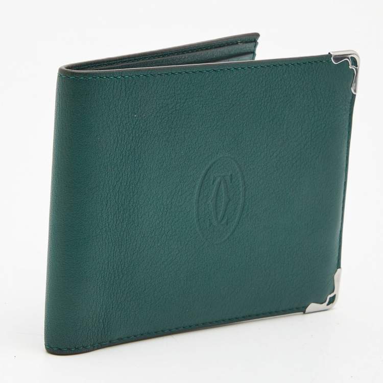 Pre Owned Cartier Green Leather Must de Cartier Compact Wallet