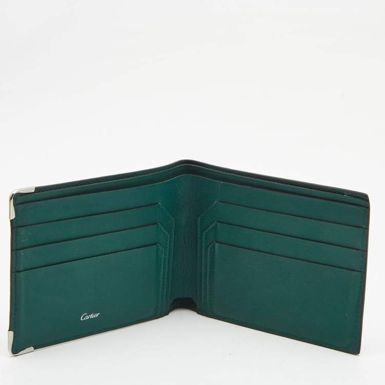 Pre Owned Cartier Green Leather Must de Cartier Compact Wallet