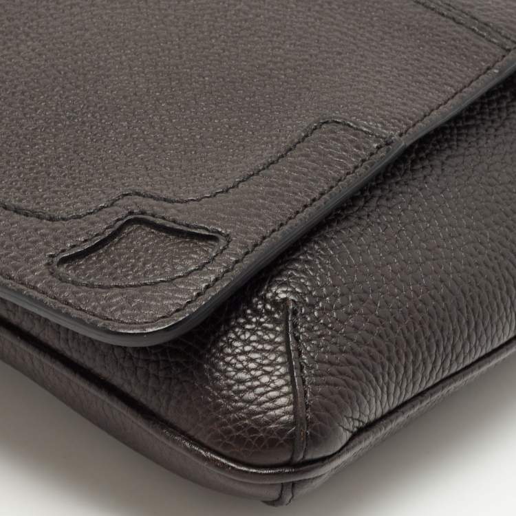 Pre Owned Cartier Black Leather Flap Messenger Bag