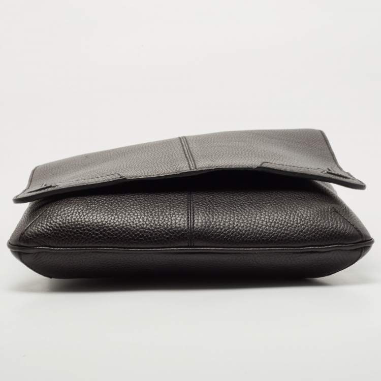 Pre Owned Cartier Black Leather Flap Messenger Bag