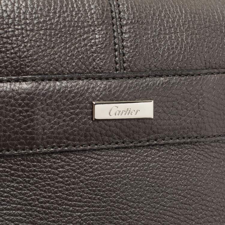 Pre Owned Cartier Black Leather Flap Messenger Bag