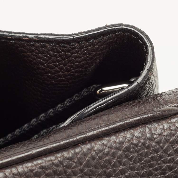 Pre Owned Cartier Black Leather Flap Messenger Bag