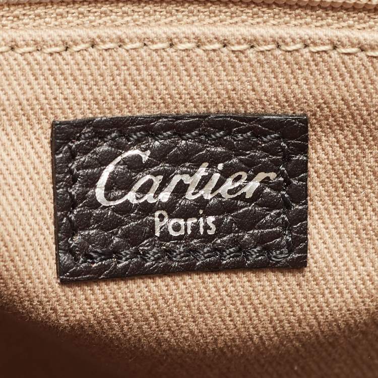 Pre Owned Cartier Black Leather Flap Messenger Bag