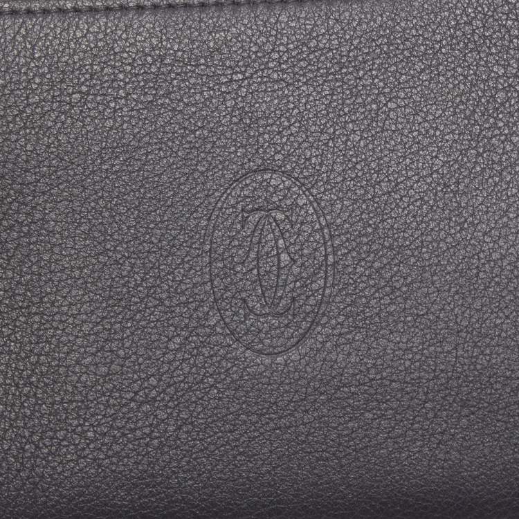 Pre Owned Cartier Black Leather Must de Cartier Bifold Wallet