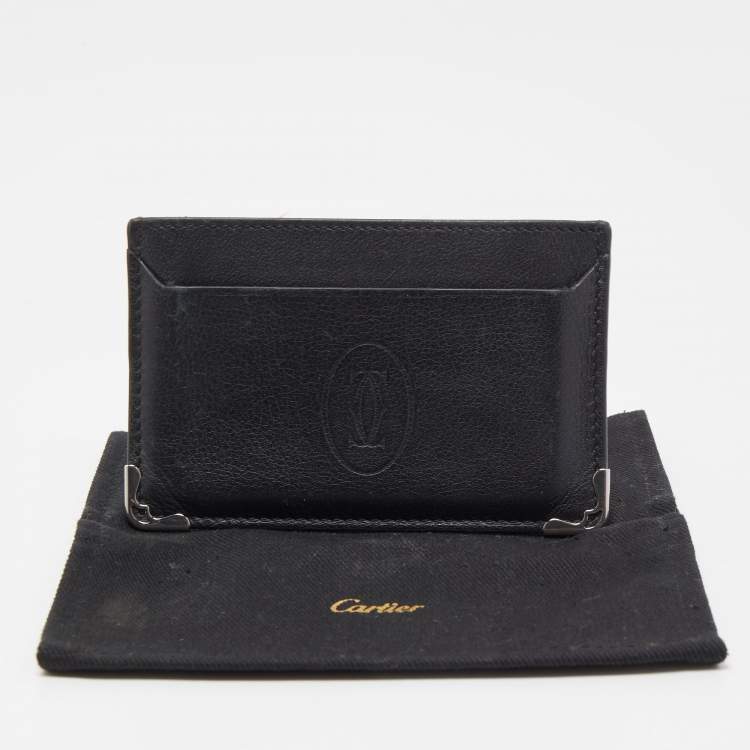 Pre Owned Cartier Black Leather Must de Cartier Simple Card Holder